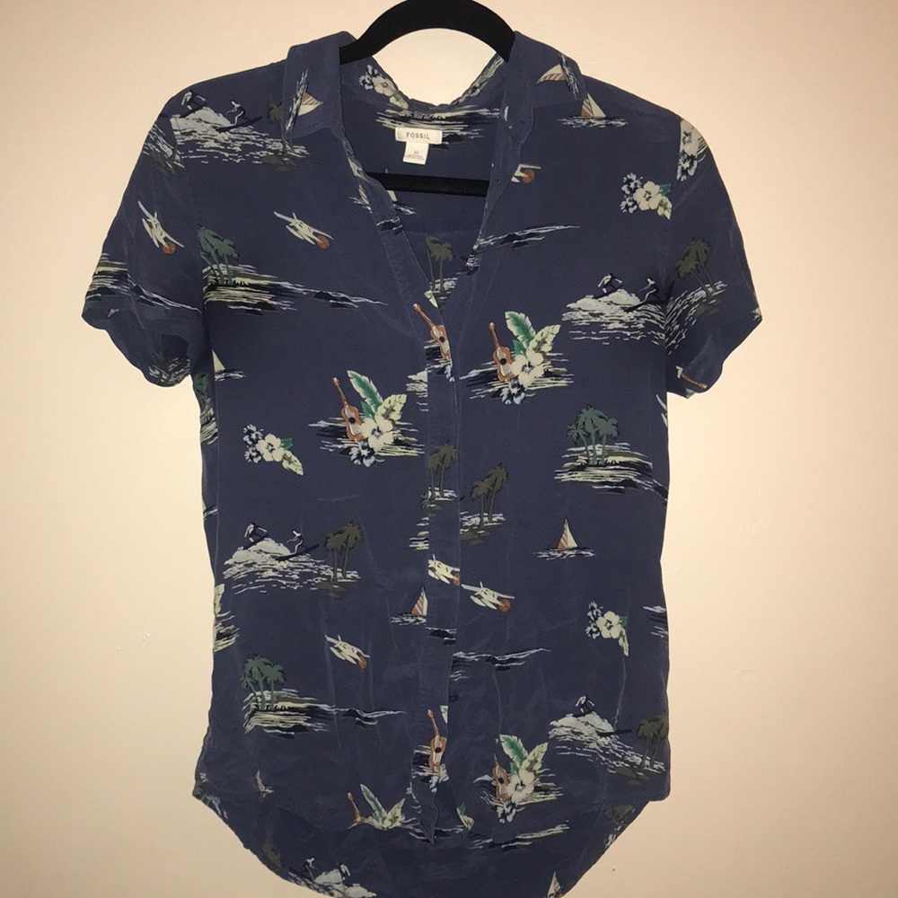 Button down silk top